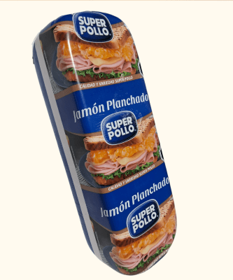 JAMON PLANCHADO SUPER POLLO. VALOR PUBLICADO POR KG. LAS PIEZAS PESAN 3.5KG APROX