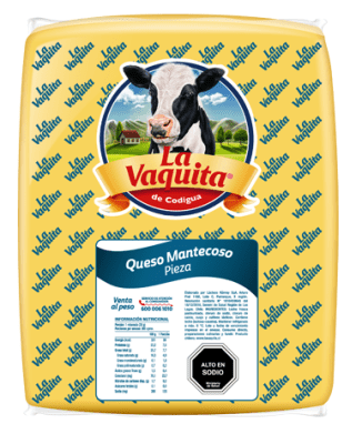 QUESO MANTECOSO LA VAQUITA PIEZA PESABLE, VALOR PUBLICADO POR KILO, LAS BARRAS CONTIENEN 9 KG APROX1