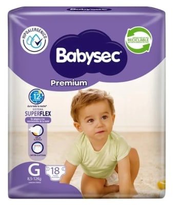 BABYSEC PAÑAL PREMIUM TALLA G  18 UNDS