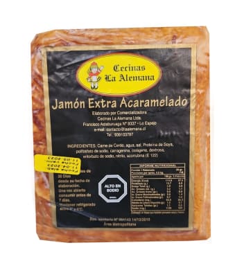 JAMON EXTRA ACARAMELADO MITAD LA ALEMANA PESABLE, VALOR POR KG PIEZA DE 3 KG APROX