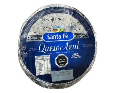QUESO AZUL SANTA FE PESABLE VALOR PUBLICADO POR KILO PESO POR PIEZA APROX 2KG