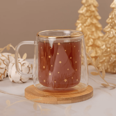 Taza doble vidrio estrellas 400ml