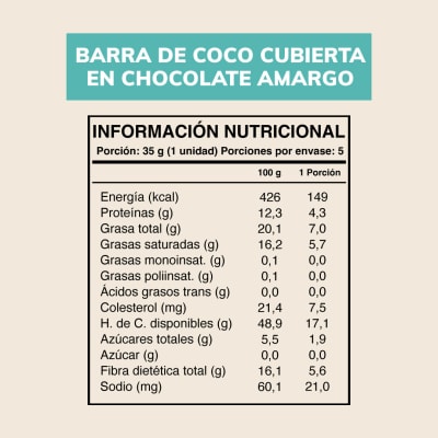 Barra Fit coco chocolate 5u.
