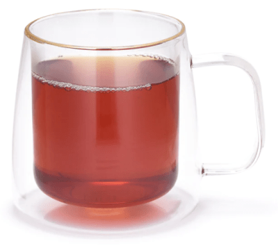Taza doble vidrio borde dorado