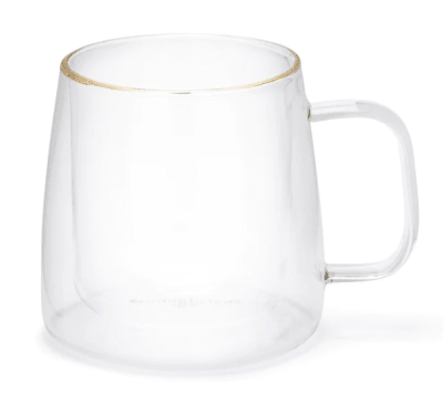 Taza doble vidrio borde dorado