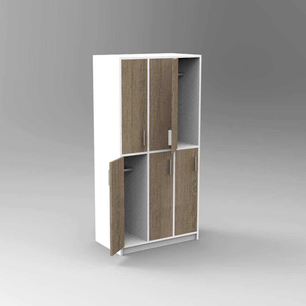 Casillero 6 puertas - barra para colgar1