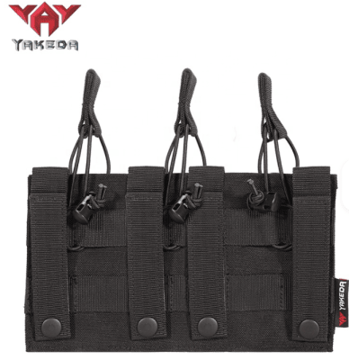 YAKEDA -  Pouch Triple Magazine Elasticado Rifle/Pistola (Negro)