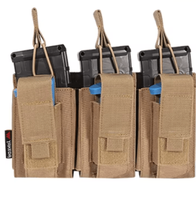 YAKEDA -  Pouch Triple Magazine Elasticado Rifle/Pistola (Coyote)
