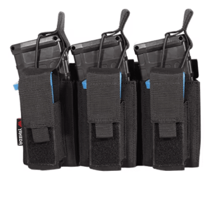 YAKEDA -  Pouch Triple Magazine Elasticado Rifle/Pistola (Negro)
