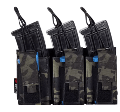 YAKEDA -  Pouch Triple Magazine Elasticado Rifle/Pistola (Multicam Black)