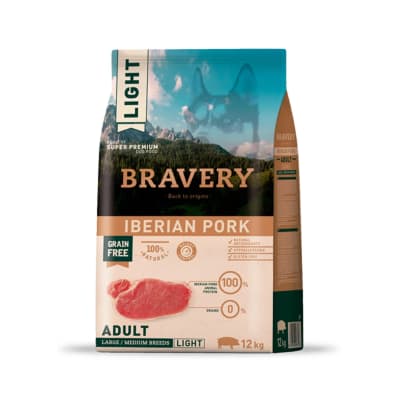 bravery ligth iberian pork adult large/medium breeds12 kg1
