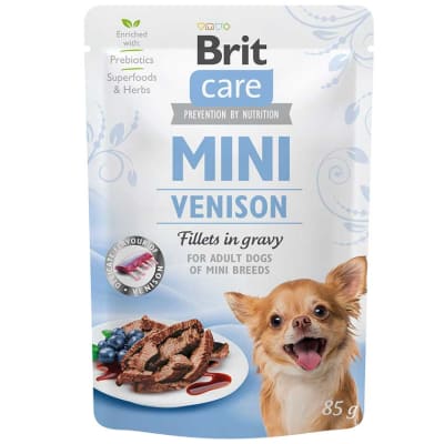 Brit Care Mini Pouches Adult - Fillets in Gravy with Venison 85gr1