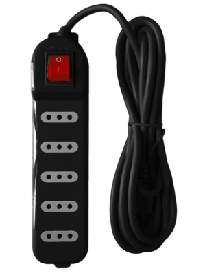 Alargador con interruptor de 5 tomas x 3 mts