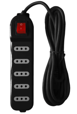 Alargador c/ interr 5 tomas 5 mts negro Macrotel