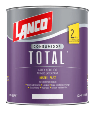 Latex acrilico mate Total Lanco 1/4 gl