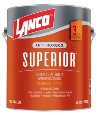 Esmalte agua satin Superior Lanco 1 gl