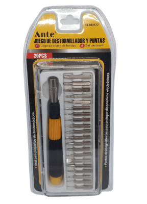 Juego destornillador y puntas 20 pcs