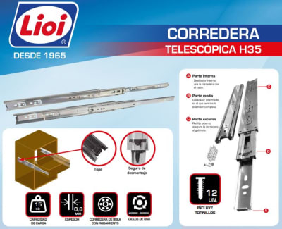 Corredera telescópica H35 500mm (par)