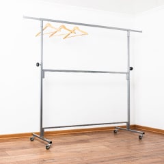 PERCHERO DESMONTABLE DOBLE BARRA EXTENSIBLE GRIS