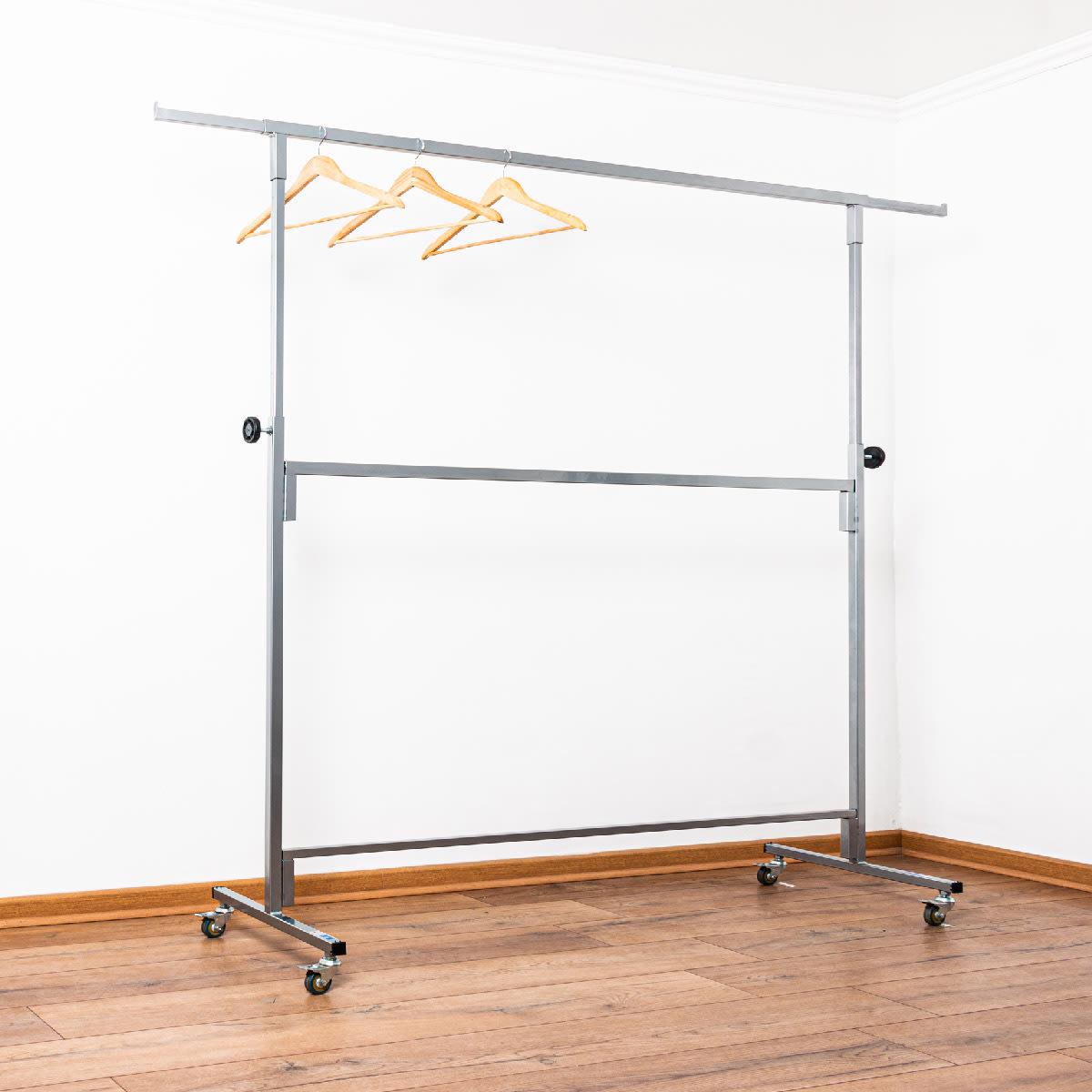 PERCHERO DESMONTABLE DOBLE BARRA EXTENSIBLE GRIS1