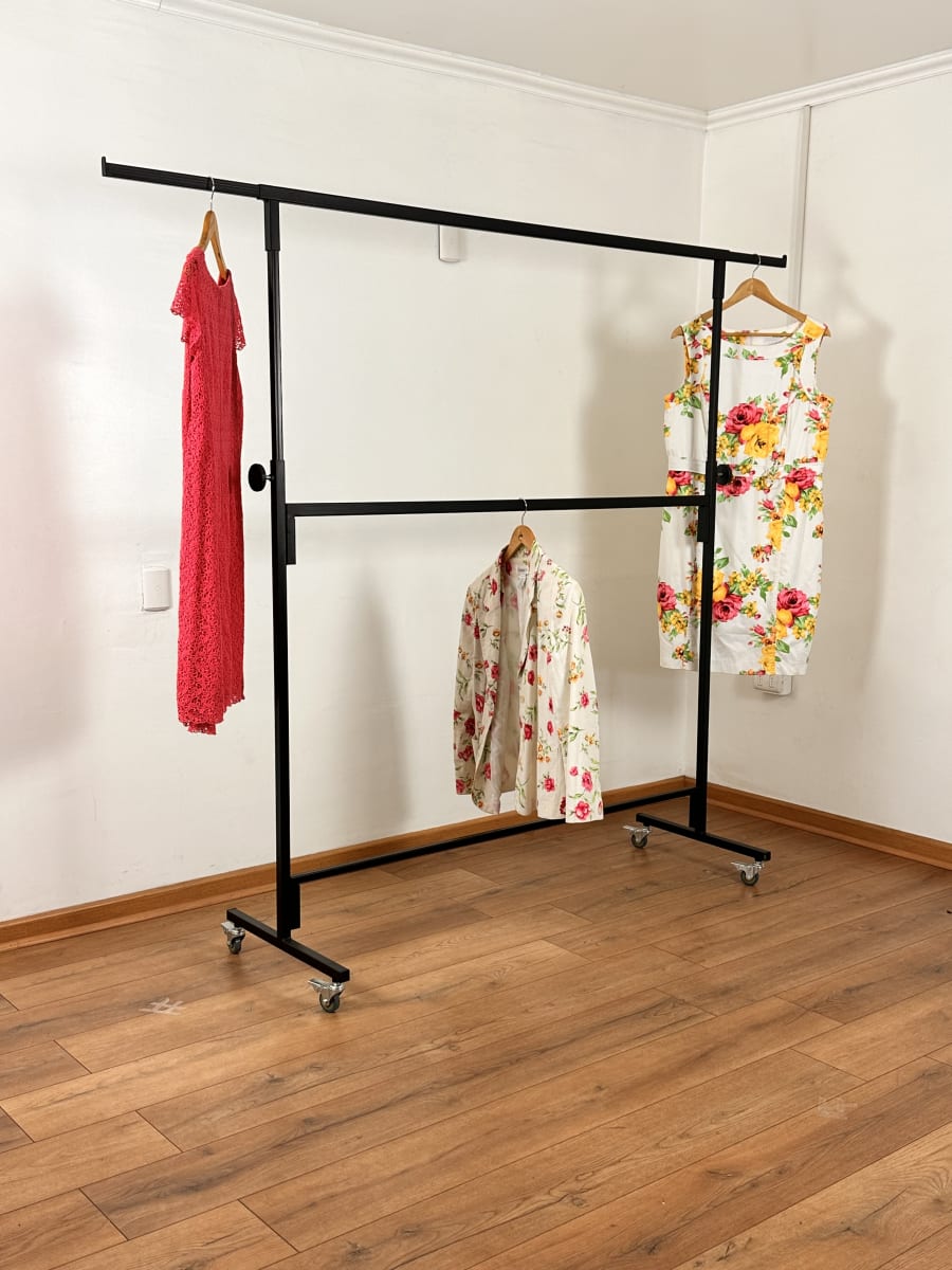 PERCHERO DESMONTABLE  DOBLE BARRA EXTENSIBLE NEGRO4