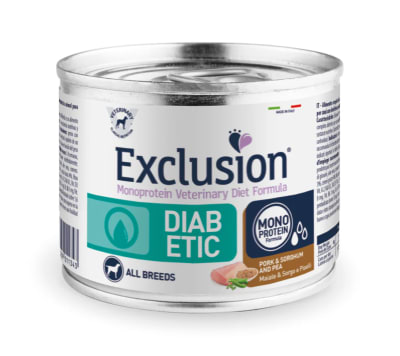 EXCLUSION MONOPROTEINA DIABETIC LATA PERRO CERDO Y SORGO