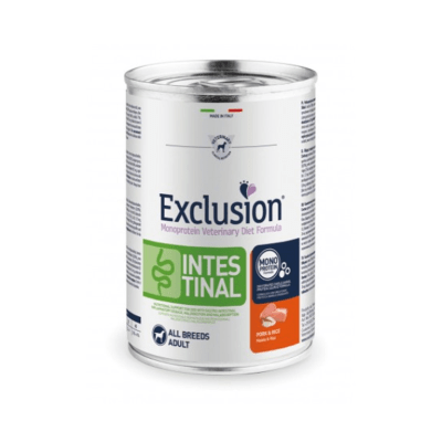 EXCLUSION MONOPROTEINA INTESTINAL LATA PERRO CERDO Y ARROZ 400 GR