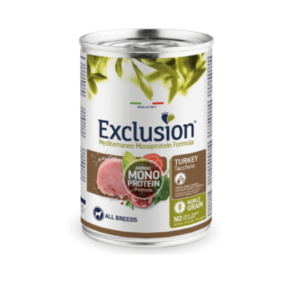 EXCLUSION MONOPROTEINA LATA PERRO PAVO 400 GR