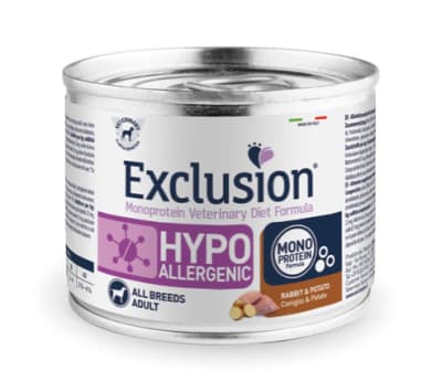 EXCLUSION MONOPROTEINA HIPOALERGENICO LATA PERRO CONEJO Y PAPA