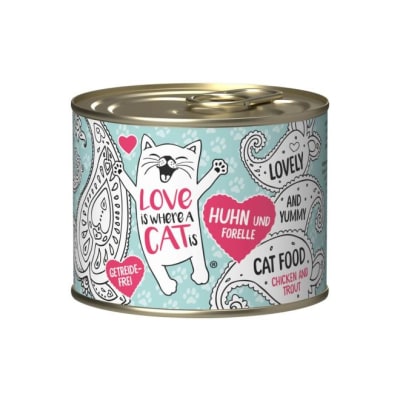 LOVE CAT LATA SABOR POLLO Y TRUCHA
