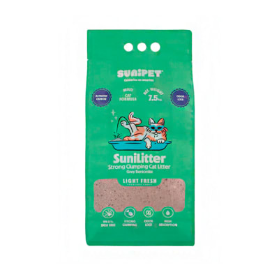 SUNILITTER ARENA AGLUTINANTE CARBON ACTIVADO 7.5 KG LIGHT FRESH