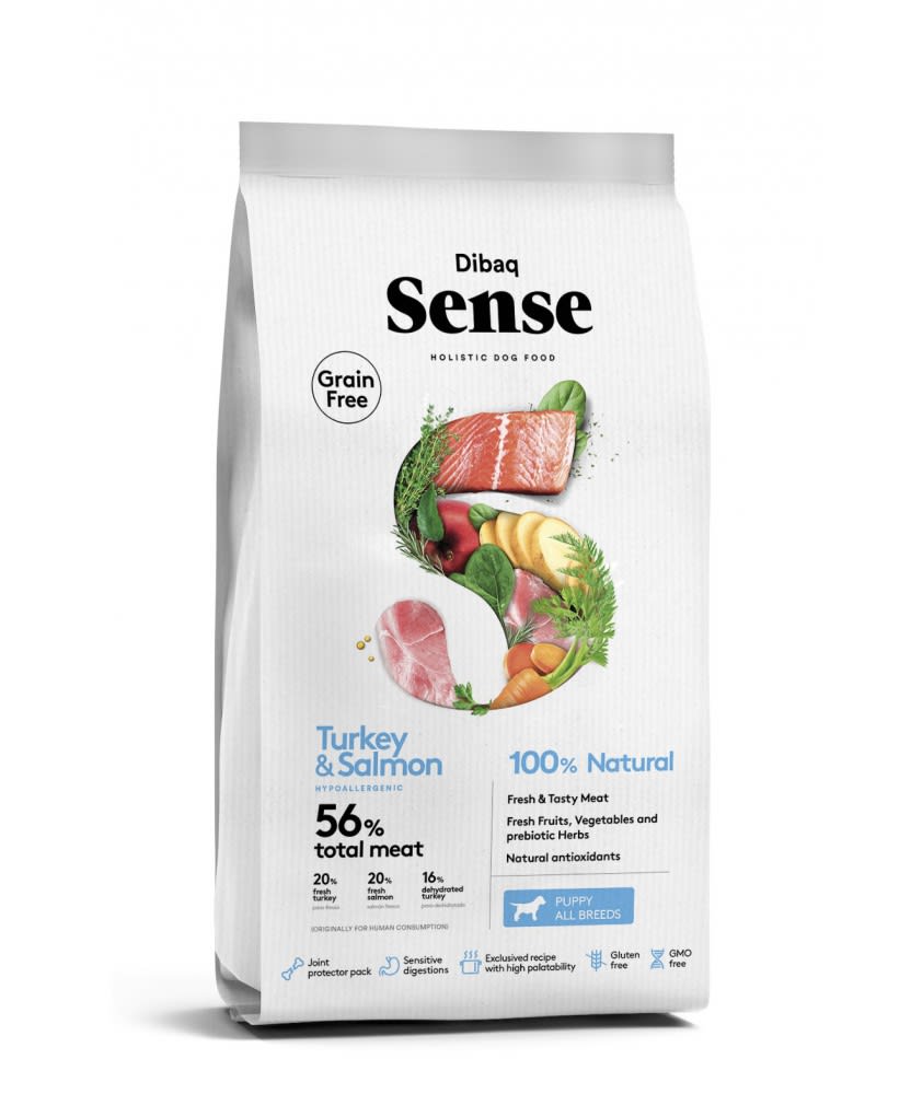 DIBAQ SENSE PUPPY SALMON & PAVO 12 KG1