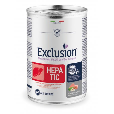 EXCLUSION MONOPROTEINA HEPATIC LATA PERRO CERDO Y SORGO 400 GR1