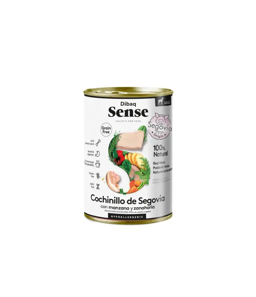 DIBAQ SENSE ADULT COCHINILLO DE SEGOVIA con manzana y zanahoria LATA 380g1