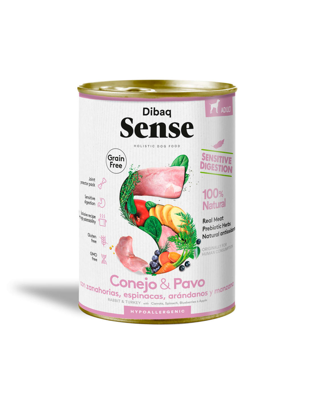 DIBAQ SENSE CONEJO Y PAVO (SENSITIVE DIGESTION) LATA PERRO1