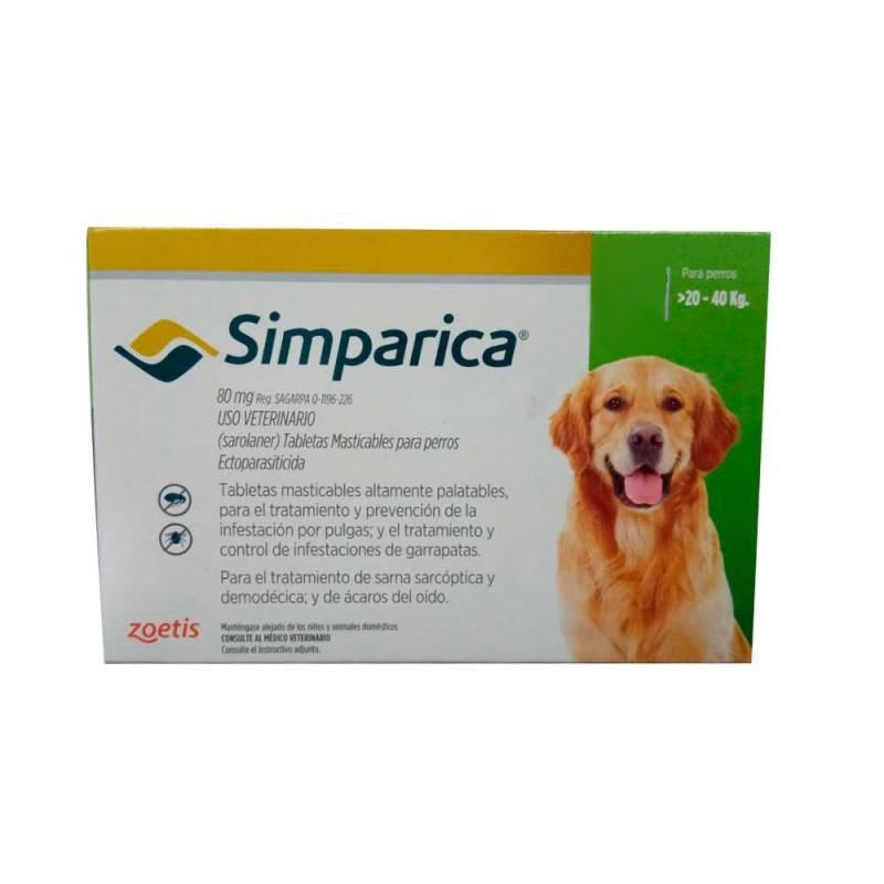 SIMPARICA 1 COMPRIMIDO PERROS 20.1 - 40 KG1