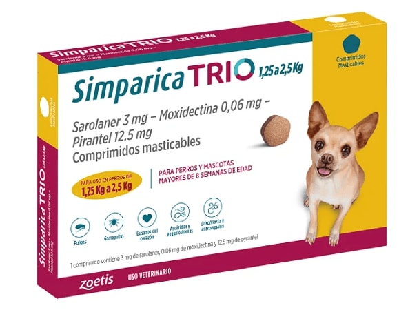 SIMPARICA TRIO 1.25-2.5 KG 3 COMPRIMIDOS1