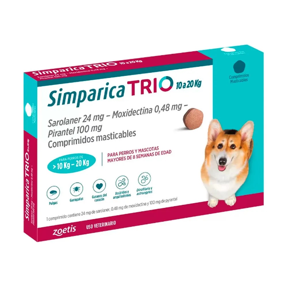 SIMPARICA TRIO 10 - 20 KG 3 COMPRIMIDOS1