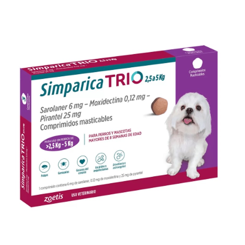SIMPARICA TRIO 2.5 -5 KG 1 COMPRIMIDO1