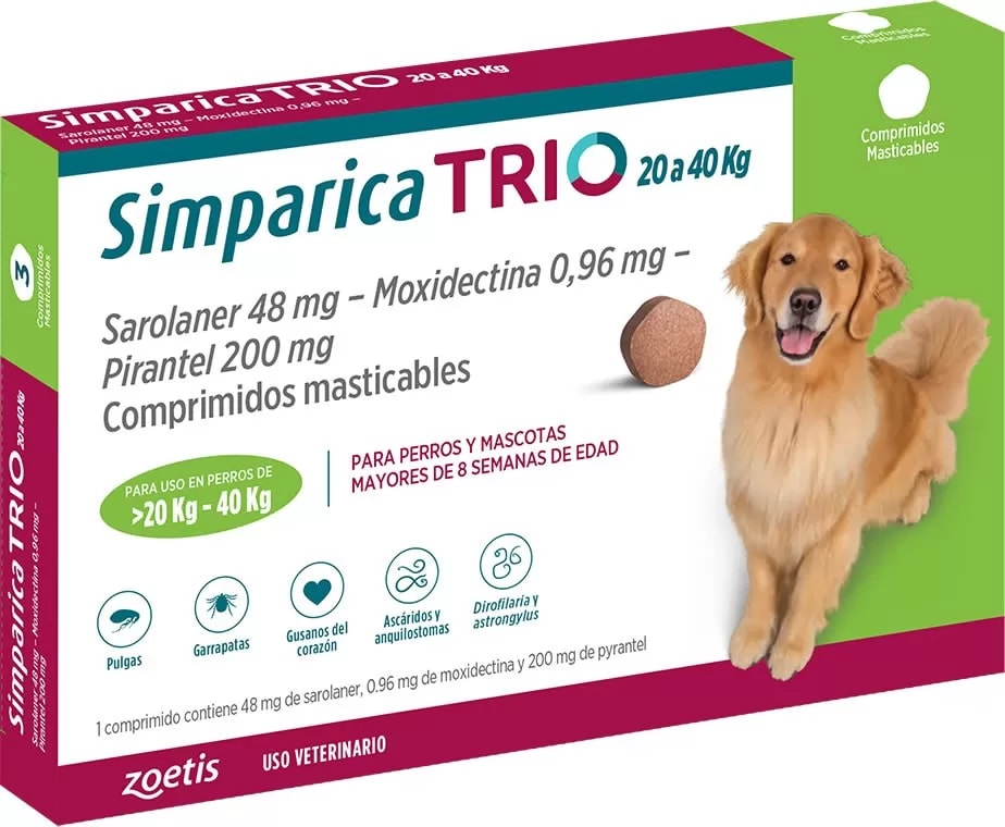 SIMPARICA TRIO 20 - 40 KG 1 COMPRIMIDO1