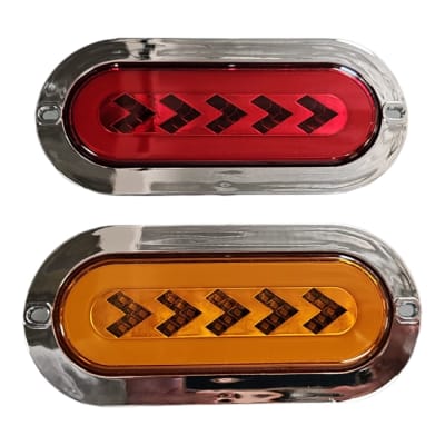 FAROL OVALADO CROMADO CON FLECHA 12/24V