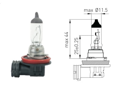 AMPOLLETA H16  PGJ19-3 D12V 19W DGP