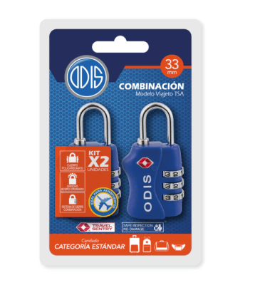 PACK 2 CANDADOS ODIS TSA 33MM