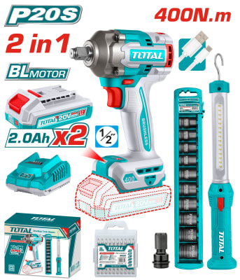 KIT PISTOLA DE IMPACTO + LAMPARA Y DADOS TOTAL TOSLI23048
