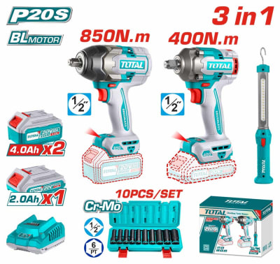 KIT 2 PISTOLAS DE IMPACTO + LAMPARA Y DADOS TOTAL TOSLI241195