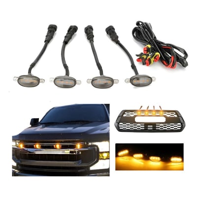 FAROL LED TIPO RAPTOR 12V AMBAR AHUMADO