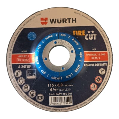 DISCO DE DESBASTE FIRECUT 115X6X22 WURTH