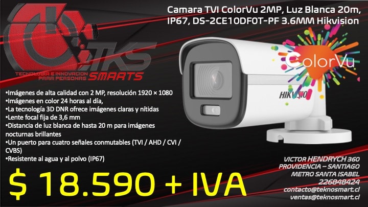 camara tvi colorvu 2mp luz blanca 20m ip67 ds 2ce10df0t pf 3 6mm hikvision camara tvi colorvu 2mp luz blanca 20m ip67 ds 2ce10df0t pf 3 6mm hikvision