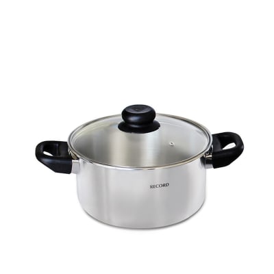 Olla Aluminio RECORD 20CM Pulida Festejo con tapa de vidrio F31