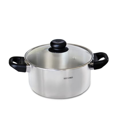 Olla Aluminio RECORD 22CM Pulida Festejo con tapa de vidrio F2